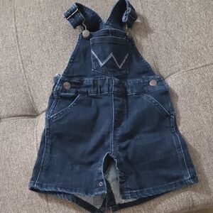 Kids Dark Blue Denim Short Overalls